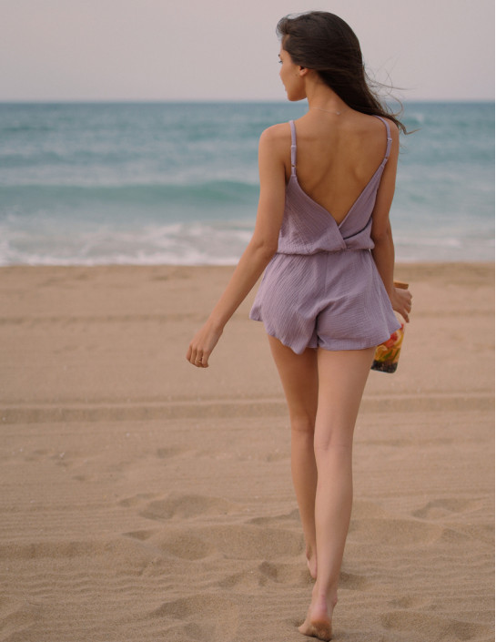 Jumpsuit with closed neckline lavander