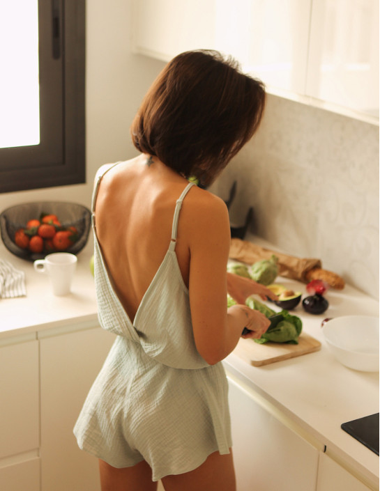 Jumpsuit with closed neckline  pistachio