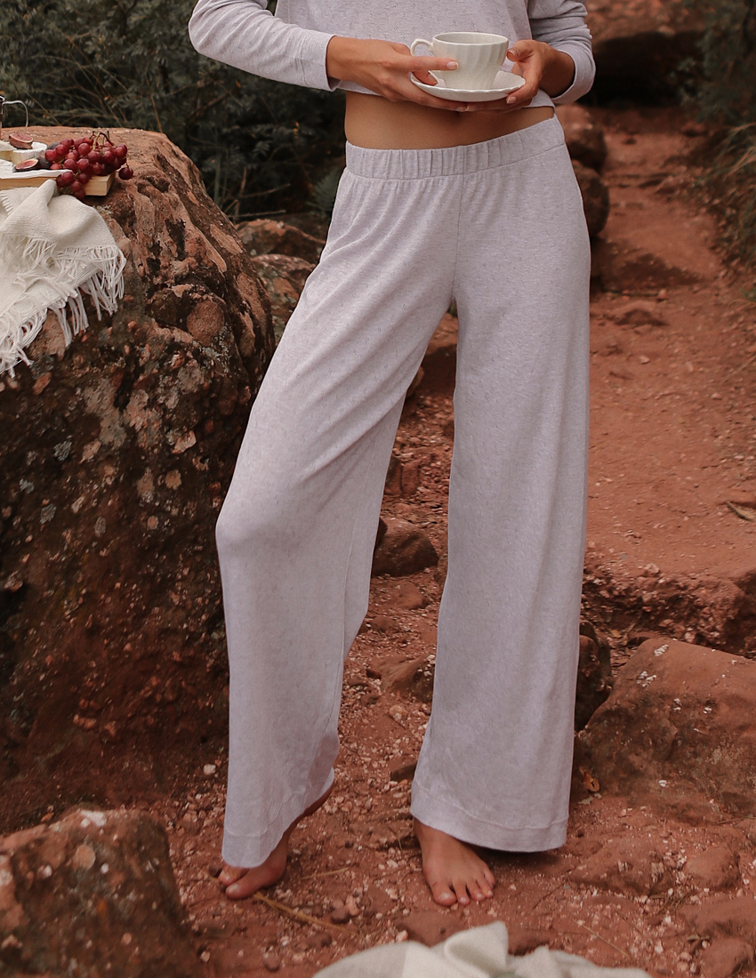 Pants palazzo Openwork Knitwear coffee