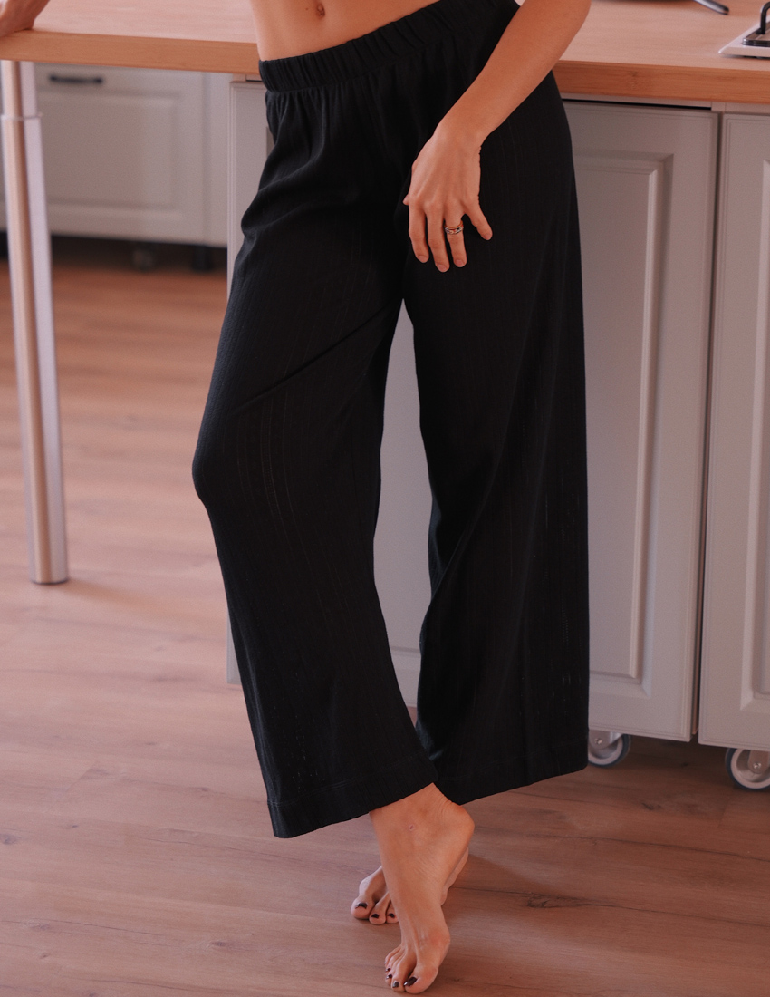 Pants palazzo Openwork Knitwear black