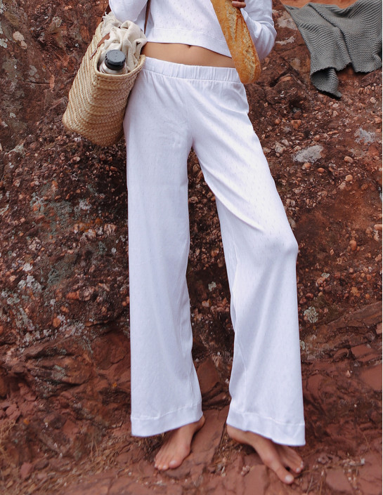 Pants palazzo Openwork Knitwear white