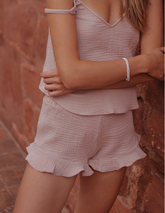 Ruffled shorts Beige