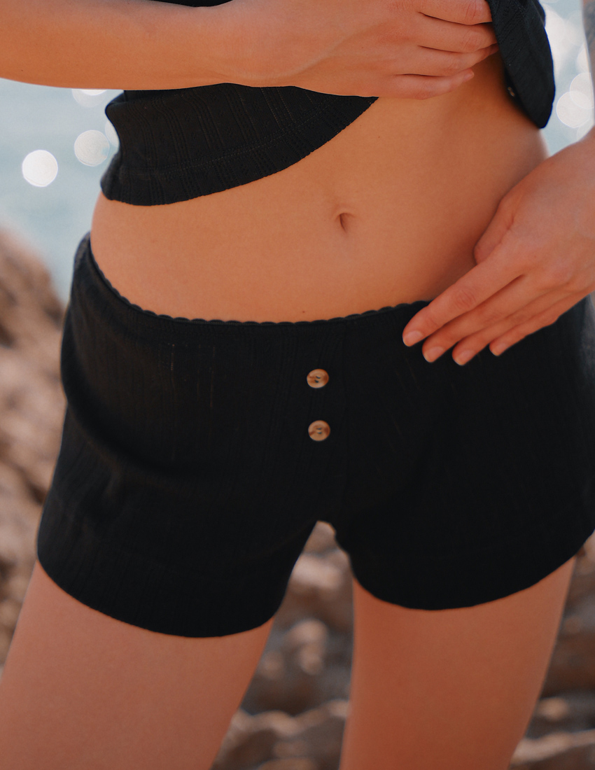 Shorts Openwork Knitwear black