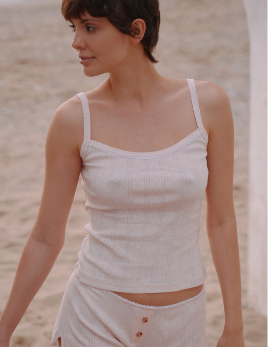 Top openwork knitwear powder