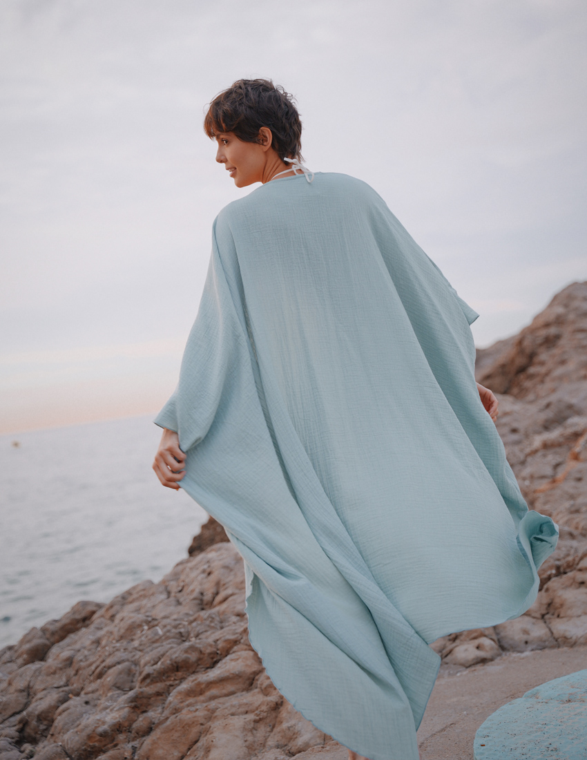 Muslin Kimono with Belt PISTACHIO