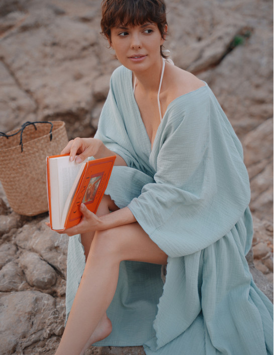 Muslin Kimono with Belt PISTACHIO