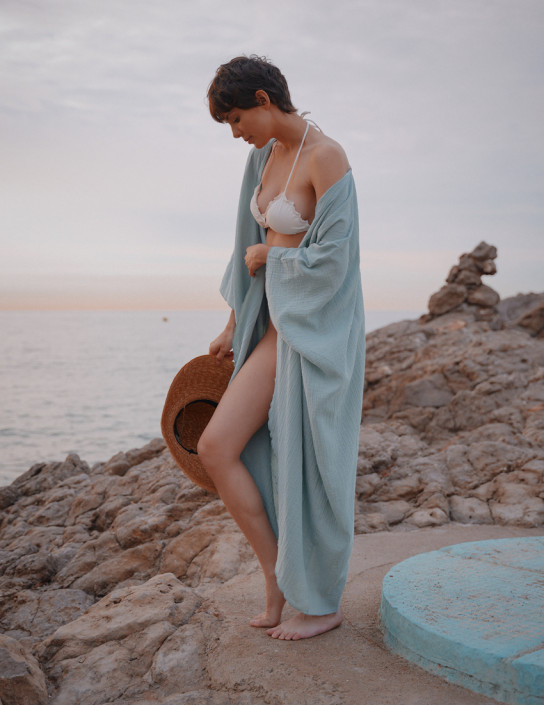 Muslin Kimono with Belt PISTACHIO
