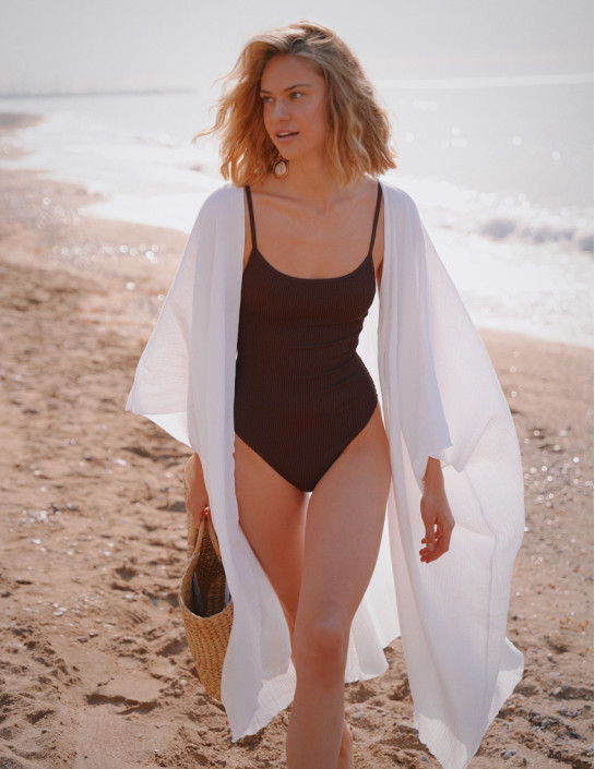 Muslin Kimono with Belt White