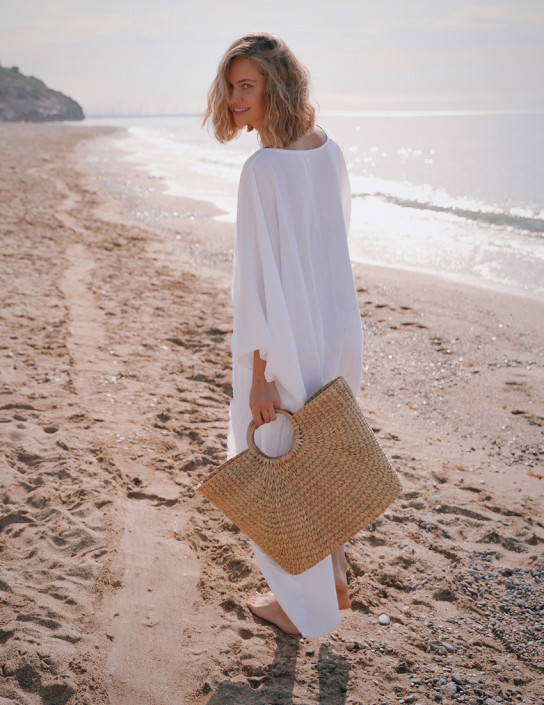 Muslin Kimono with Belt White