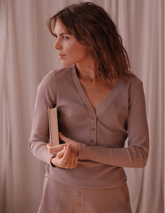 Ribbed coffee long sleeve