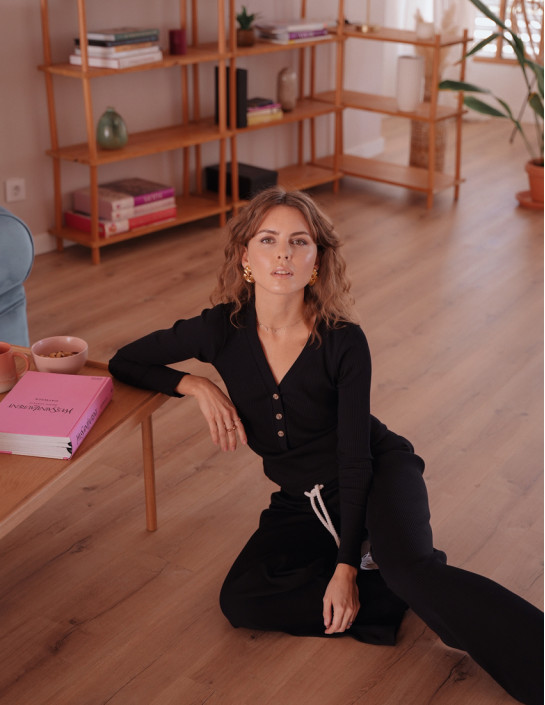 Ribbed black long sleeve and pants set