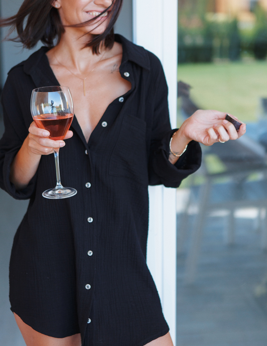 Oversized Shirt-Dress in Black Muslin