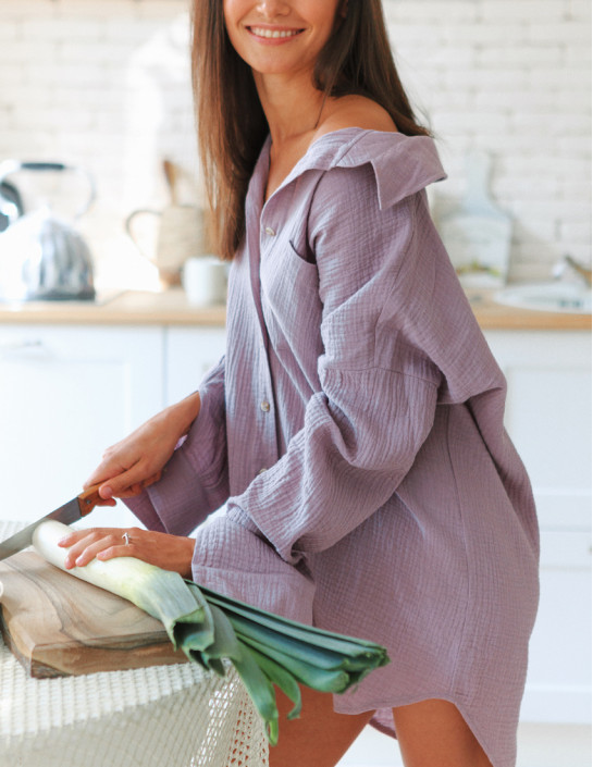 Oversized Shirt-Dress Muslin LAVENDER