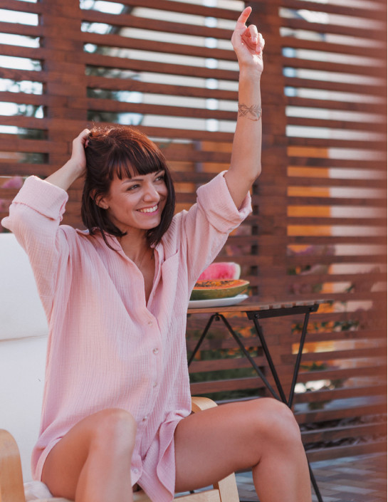 Oversized Shirt-Dress in POWDERcolor Muslin