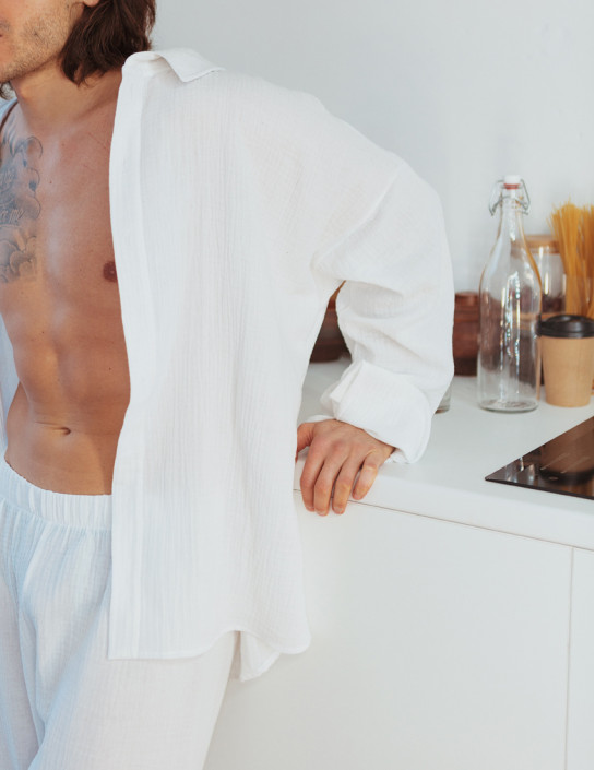 Men's White Muslin Shirt