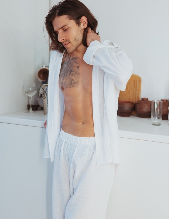 Men's White Muslin Shirt