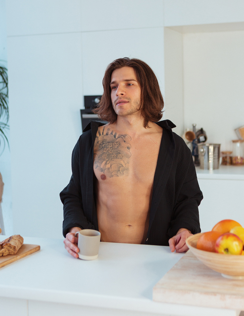 Men's Black Muslin Shirt