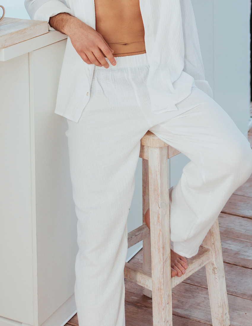 Men's White Muslin Pants