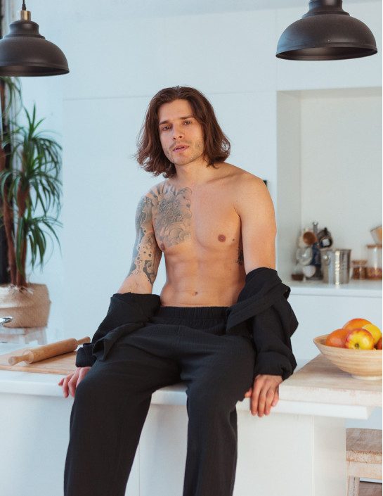 Men's Black Muslin Shirt