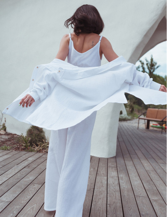 White Muslin Palazzo Pants