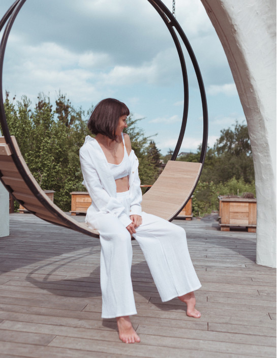 White Muslin Palazzo Pants