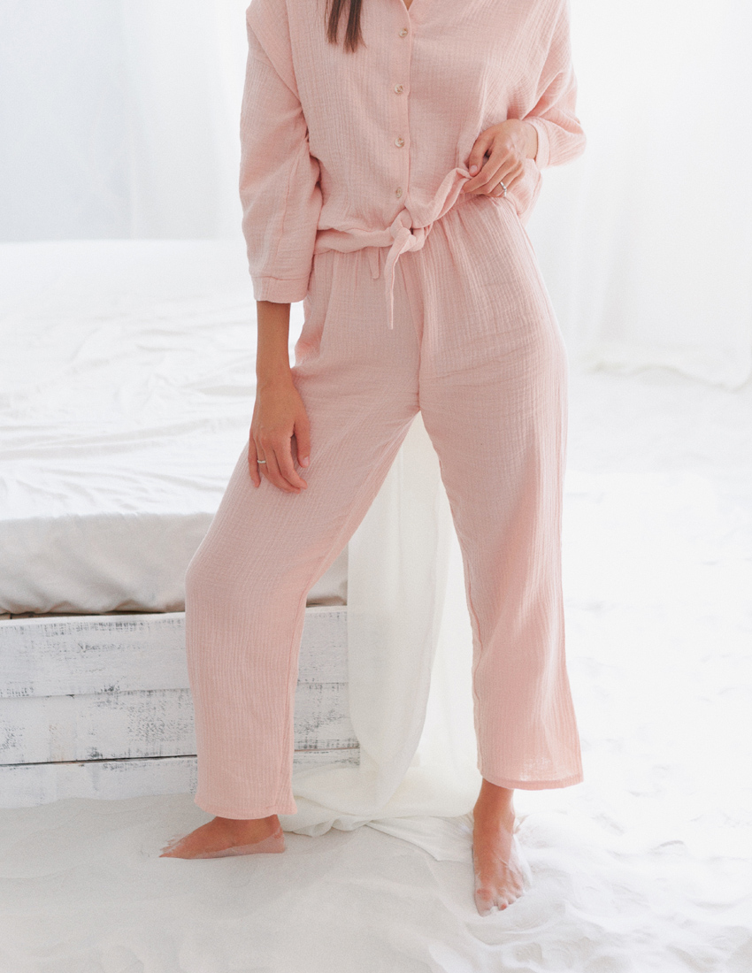 Powder Straight-Leg Muslin Pants