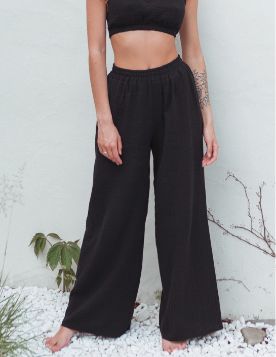 Black Muslin Palazzo Pants