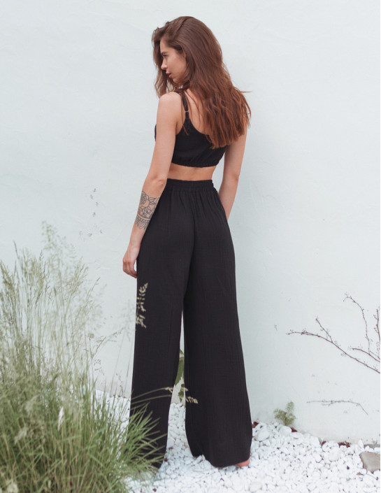 Black Muslin Palazzo Pants