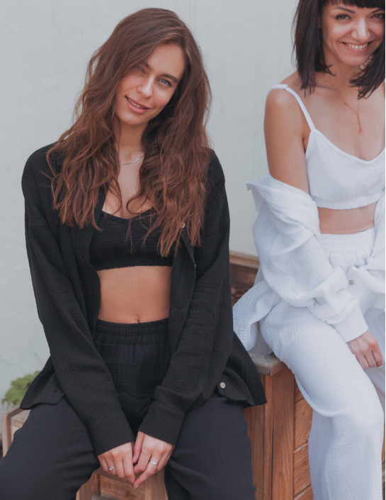 Black Muslin Palazzo Pants