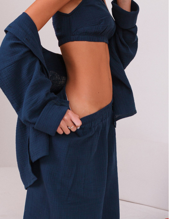Dark blue Muslin Palazzo Pants
