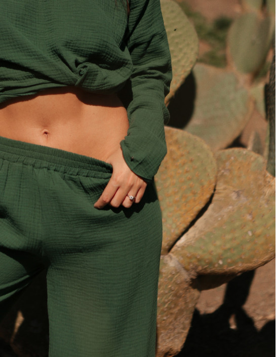 Green Muslin Palazzo Pants