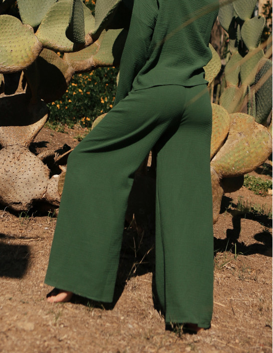 Green Muslin Palazzo Pants