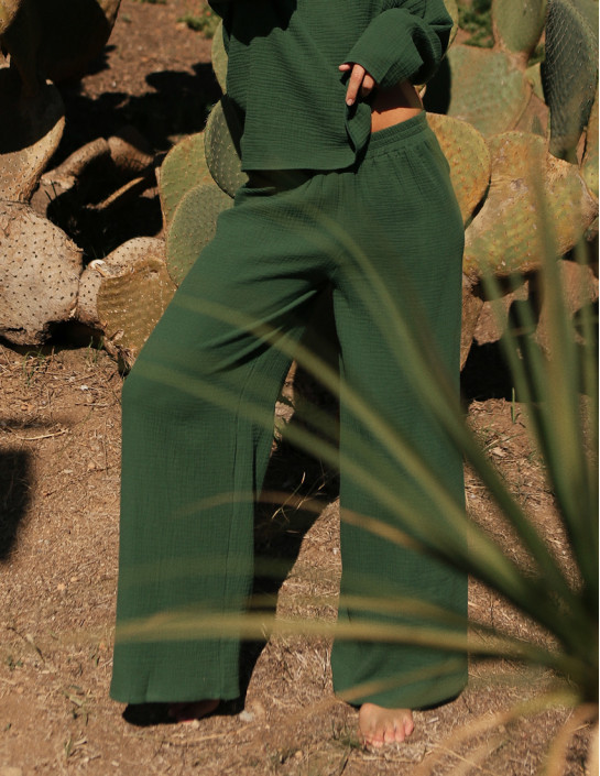 Green Muslin Palazzo Pants