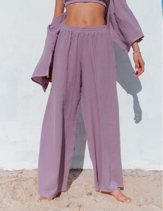 Lavender Muslin Palazzo Pants