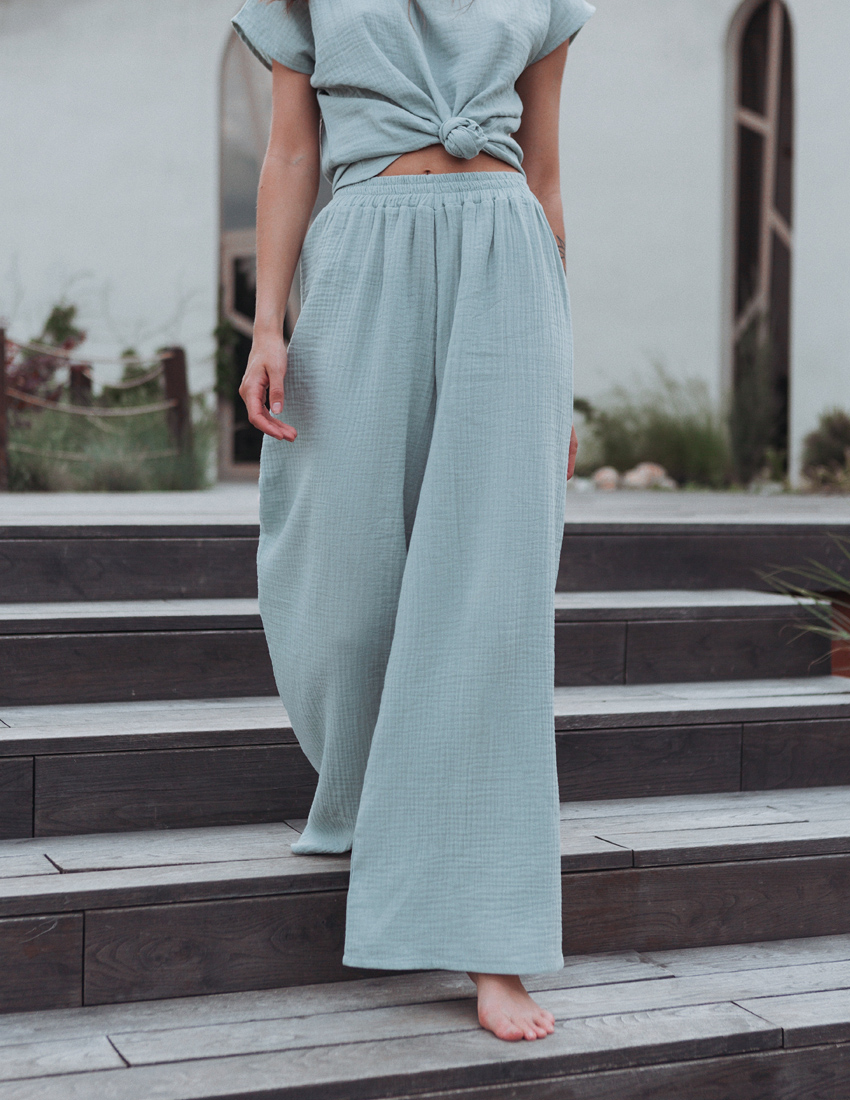 Pistachio Muslin Palazzo Pants
