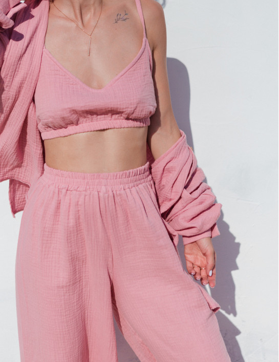 Tea rose Muslin Palazzo Pants