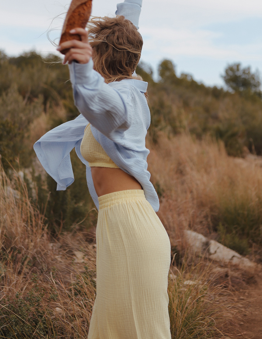 Yellow Muslin Palazzo Pants