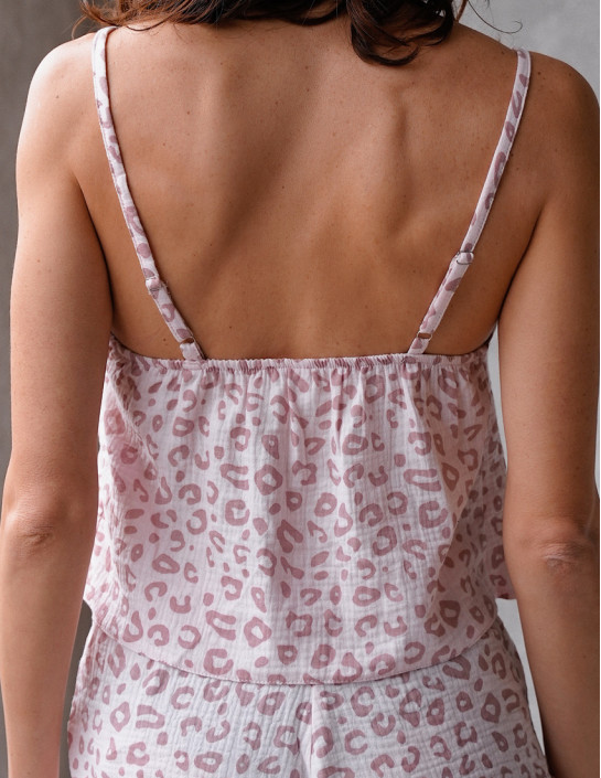 Short Top  Pink with Leoprint