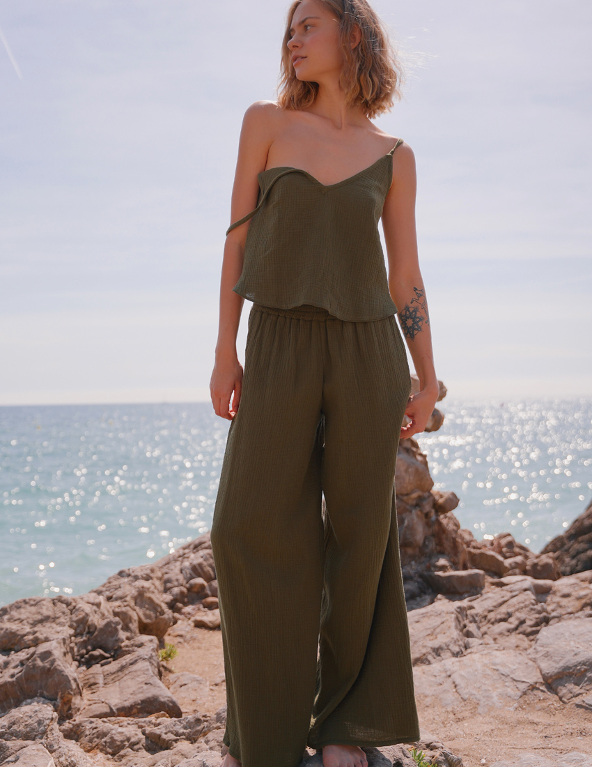 Set: Palazzo Pants & Top| Khaki
