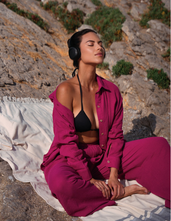 Cherrycolor Muslin Shirt with Slits