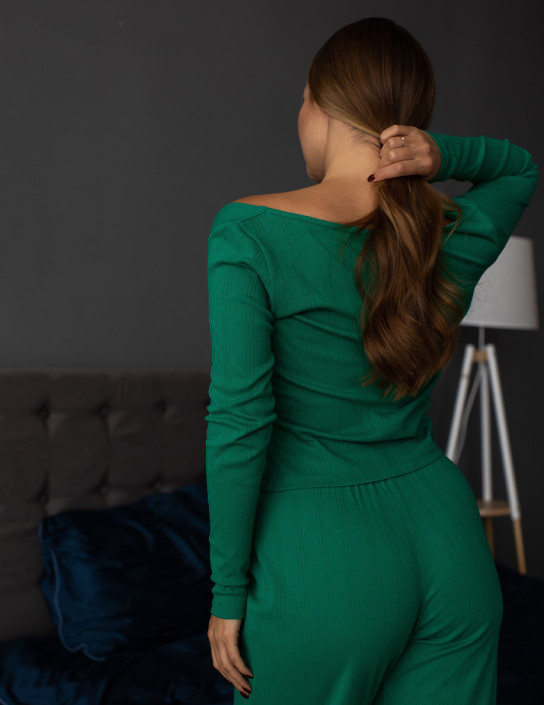 Longsliv with buttoms emerald
