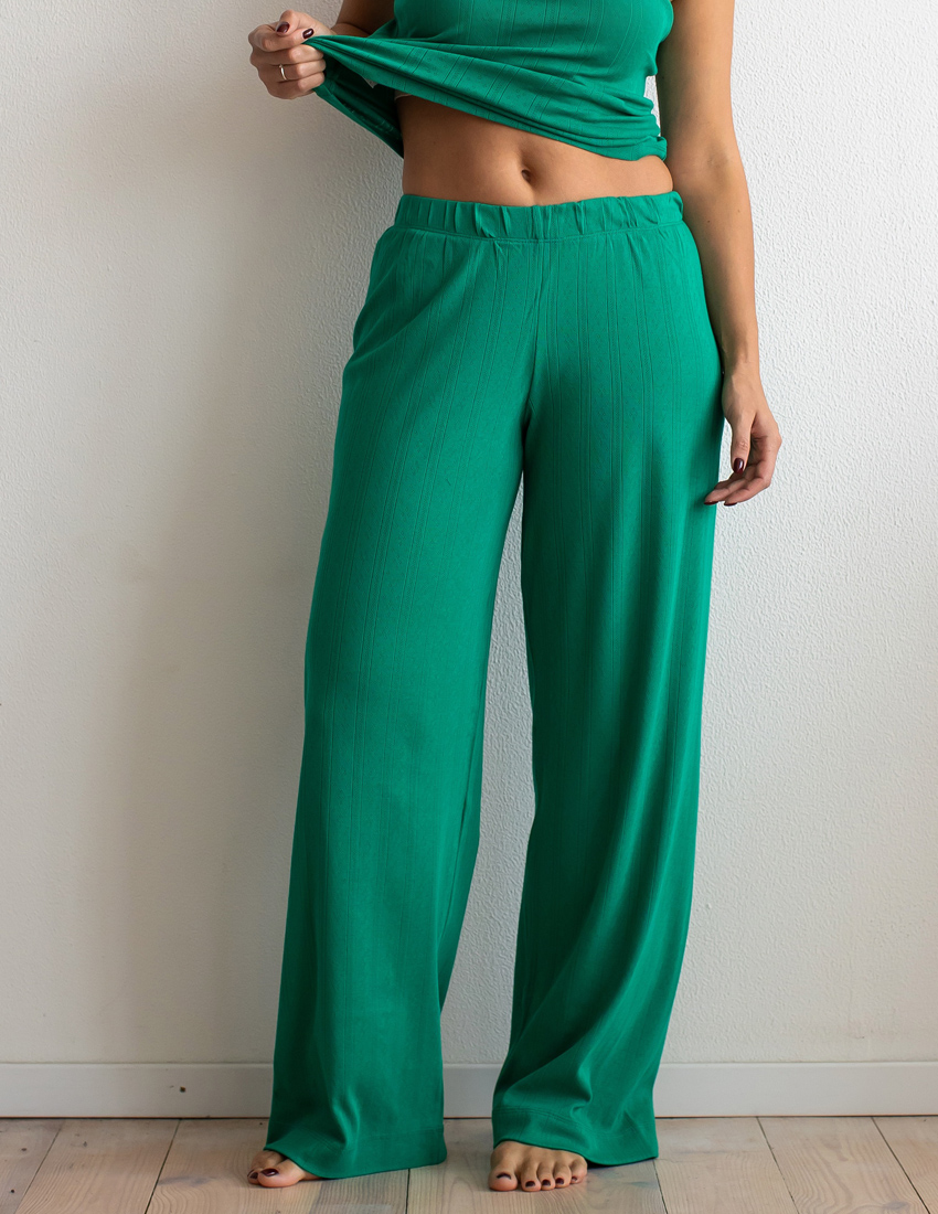 Pants palazzo Openwork Knitwear emerald