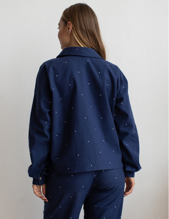 Cropped Flannel Shirt DarkBlue 