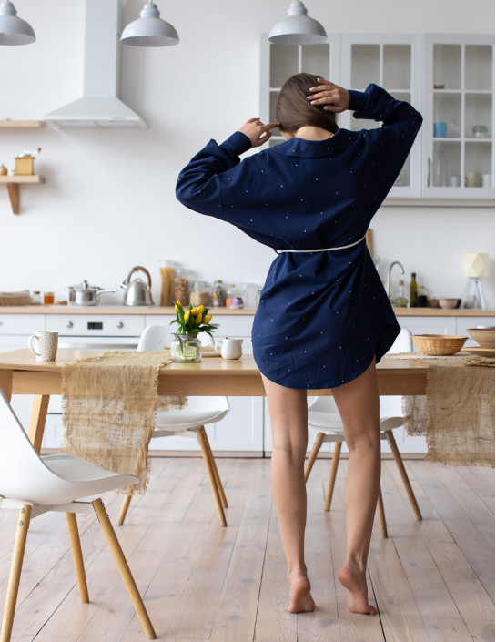 Flannel shirt dress, dark blue