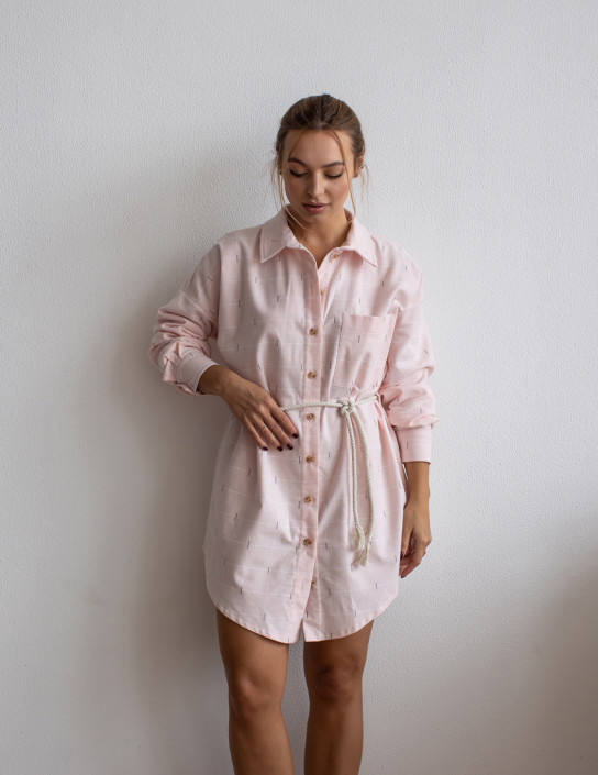 Flannel shirt dress, powder