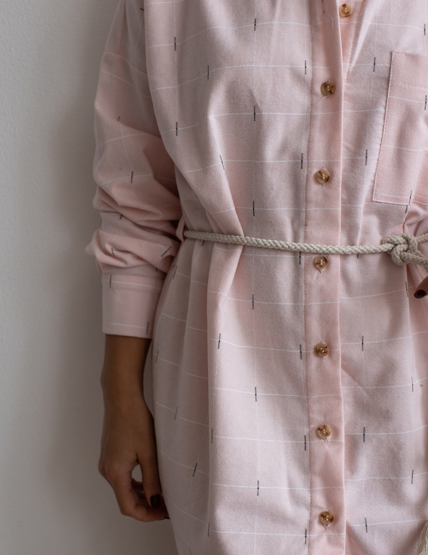 Flannel shirt dress, powder