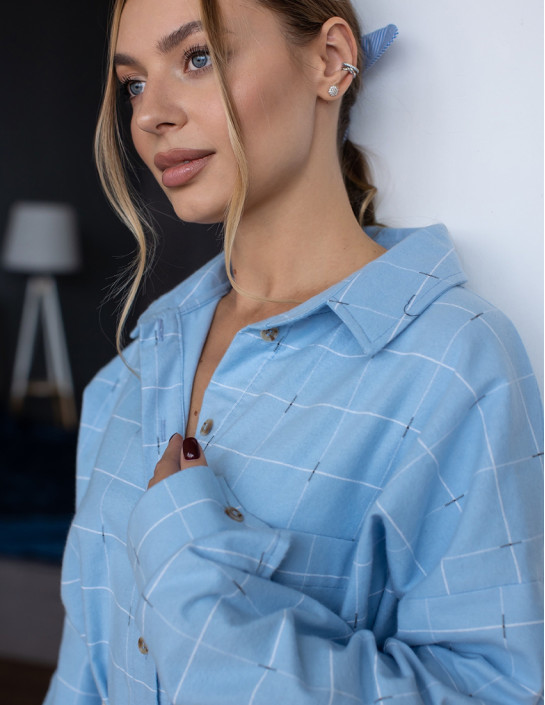 Flannel shirt dress, skyblue