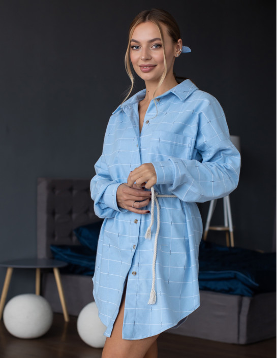 Flannel shirt dress, skyblue