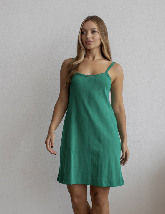 Green Lace Knit Slip Dress