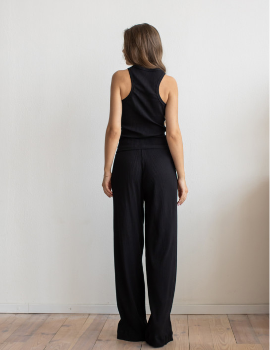 Ribbed black tank top and pants set